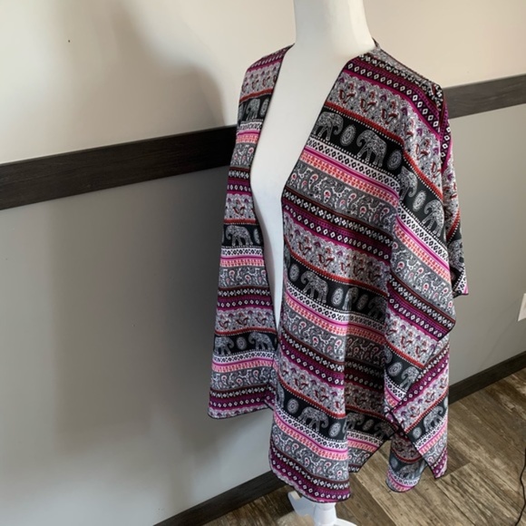 LIVE 4 TRUTH open cardigan high low kimono size large dolman short sleeves - Picture 6 of 15